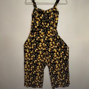 Loft Black & Yellow Lemon Print Sleeveless pant Romper jumpsuit